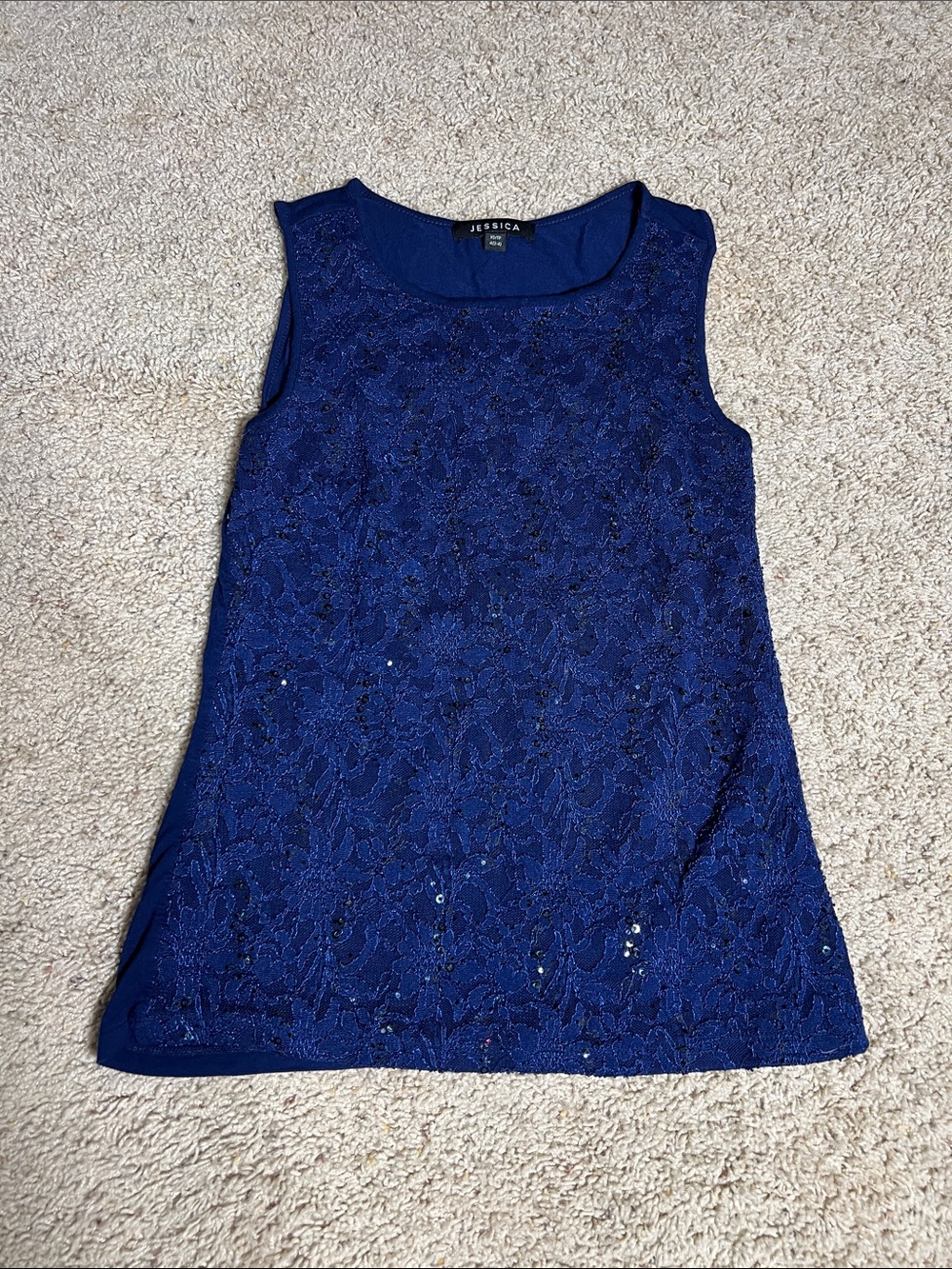 Jessica Royal Blue Lace Tank with Subtle Sparkle